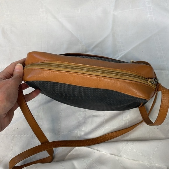 Vintage Yves Saint Laurent Small Canvas Crossbody Bag Leather Trim Black Brown - Picture 9 of 17